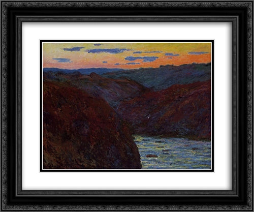 Valley of the Creuse, Sunset 24x20 Black Ornate Wood Framed Art Print Poster with Double Matting by Monet, Claude
