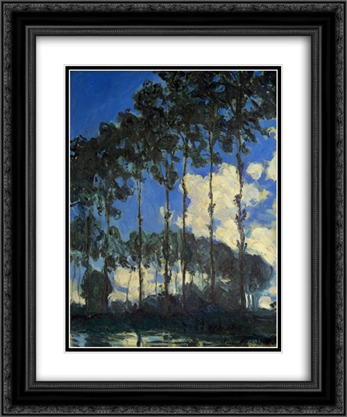 Poplars on the Banks of the Epte 20x24 Black Ornate Wood Framed Art Print Poster with Double Matting by Monet, Claude