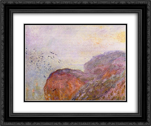 Cliff near Dieppe 24x20 Black Ornate Wood Framed Art Print Poster with Double Matting by Monet, Claude