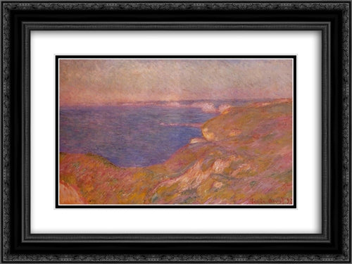 Cliff near Dieppe 24x18 Black Ornate Wood Framed Art Print Poster with Double Matting by Monet, Claude