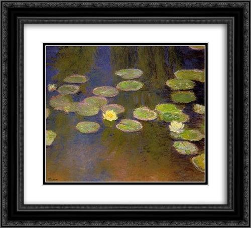 Water Lilies 22x20 Black Ornate Wood Framed Art Print Poster with Double Matting by Monet, Claude