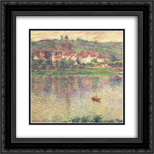 Vetheuil 20x20 Black Ornate Wood Framed Art Print Poster with Double Matting by Monet, Claude