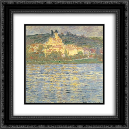 Vetheuil 20x20 Black Ornate Wood Framed Art Print Poster with Double Matting by Monet, Claude