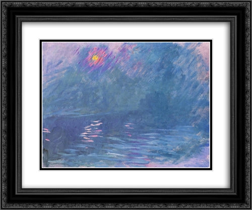 Waterloo Bridge 24x20 Black Ornate Wood Framed Art Print Poster with Double Matting by Monet, Claude