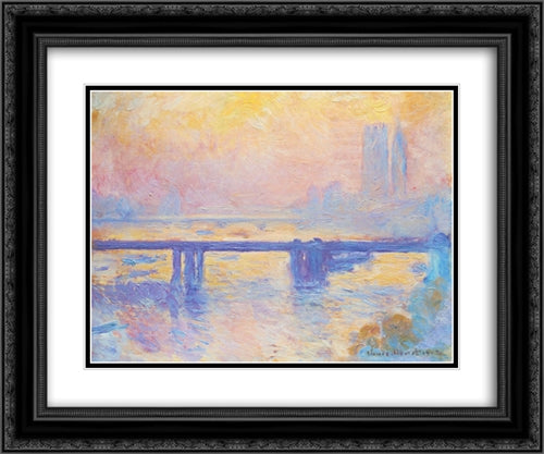 Charing Cross Bridge 24x20 Black Ornate Wood Framed Art Print Poster with Double Matting by Monet, Claude