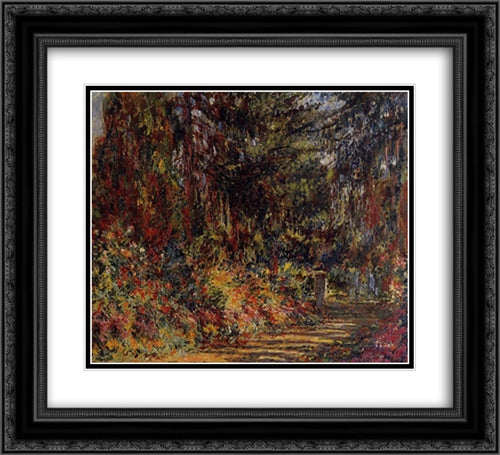 Path at Giverny 22x20 Black Ornate Wood Framed Art Print Poster with Double Matting by Monet, Claude