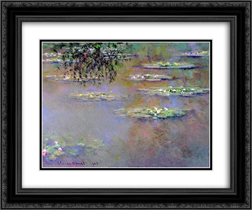 Water Lilies 24x20 Black Ornate Wood Framed Art Print Poster with Double Matting by Monet, Claude