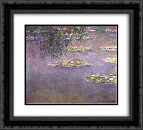 Water Lilies 22x20 Black Ornate Wood Framed Art Print Poster with Double Matting by Monet, Claude