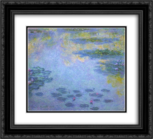 Water Lilies 22x20 Black Ornate Wood Framed Art Print Poster with Double Matting by Monet, Claude