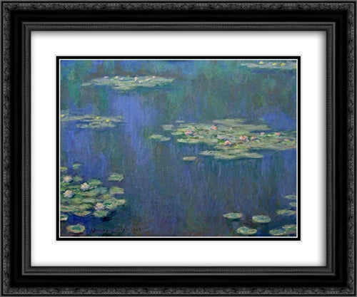 Water Lilies 24x20 Black Ornate Wood Framed Art Print Poster with Double Matting by Monet, Claude