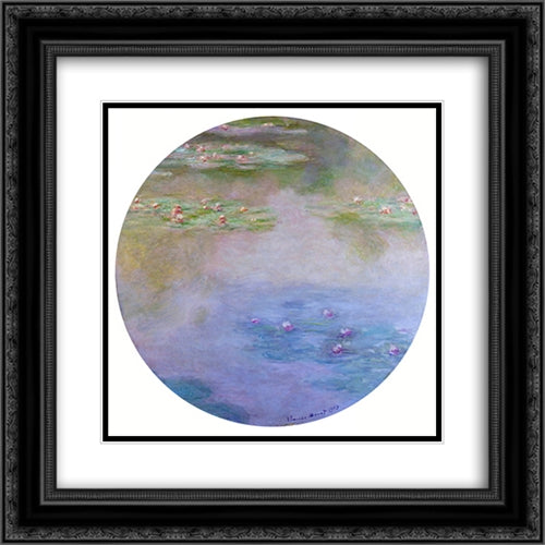 Water Lilies 20x20 Black Ornate Wood Framed Art Print Poster with Double Matting by Monet, Claude
