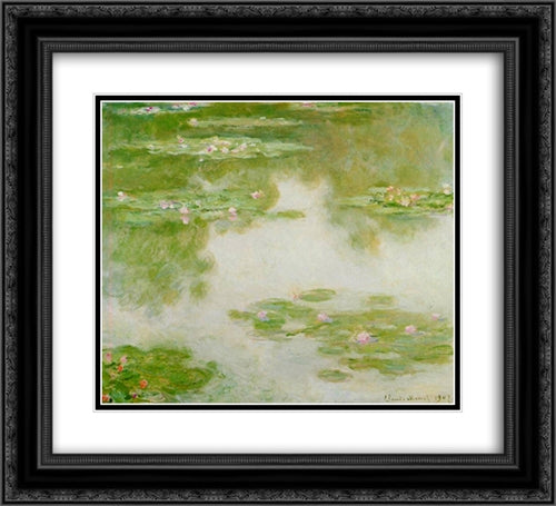 Water Lilies 22x20 Black Ornate Wood Framed Art Print Poster with Double Matting by Monet, Claude