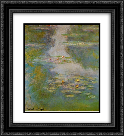 Water Lilies 20x22 Black Ornate Wood Framed Art Print Poster with Double Matting by Monet, Claude