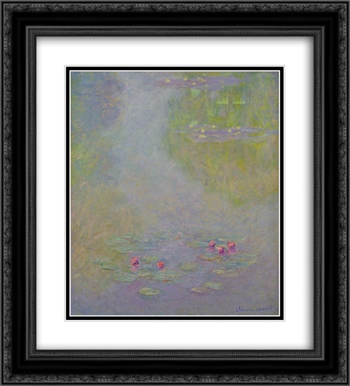 Water Lilies 20x22 Black Ornate Wood Framed Art Print Poster with Double Matting by Monet, Claude