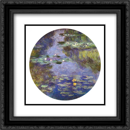 Water Lilies 20x20 Black Ornate Wood Framed Art Print Poster with Double Matting by Monet, Claude