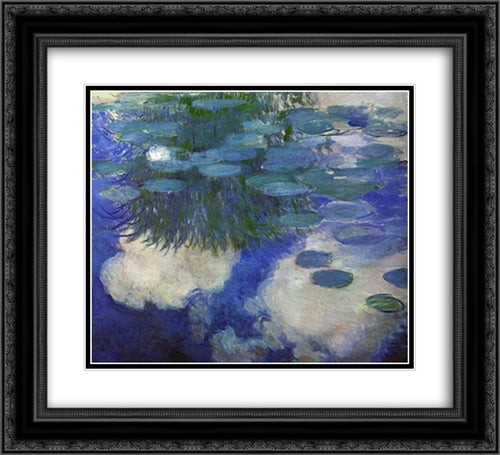 Water Lilies 22x20 Black Ornate Wood Framed Art Print Poster with Double Matting by Monet, Claude