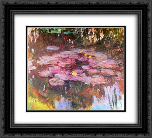 Water Lilies 22x20 Black Ornate Wood Framed Art Print Poster with Double Matting by Monet, Claude