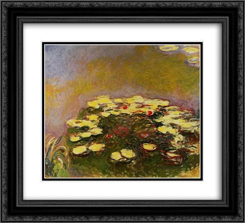 Water Lilies 22x20 Black Ornate Wood Framed Art Print Poster with Double Matting by Monet, Claude