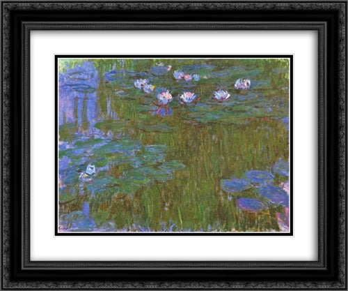 Water Lilies 24x20 Black Ornate Wood Framed Art Print Poster with Double Matting by Monet, Claude