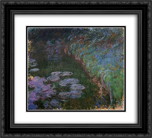 Water Lilies 22x20 Black Ornate Wood Framed Art Print Poster with Double Matting by Monet, Claude