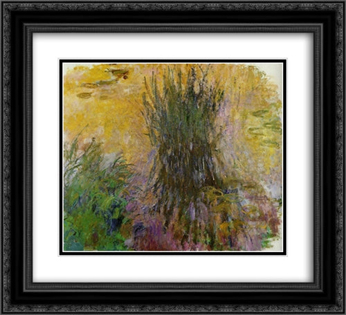 Water Lilies 22x20 Black Ornate Wood Framed Art Print Poster with Double Matting by Monet, Claude