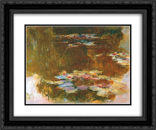 Water Lily Pond 24x20 Black Ornate Wood Framed Art Print Poster with Double Matting by Monet, Claude
