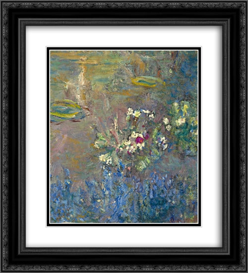 Water Lilies 20x22 Black Ornate Wood Framed Art Print Poster with Double Matting by Monet, Claude