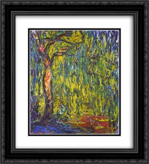 Weeping Willow 20x22 Black Ornate Wood Framed Art Print Poster with Double Matting by Monet, Claude