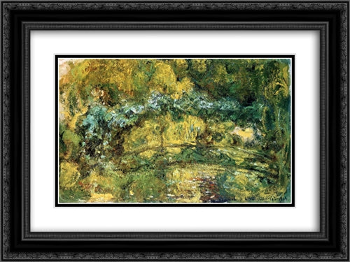 The Japanis Bridge (Footbridge over the Water-Lily Pond) 24x18 Black Ornate Wood Framed Art Print Poster with Double Matting by Monet, Claude