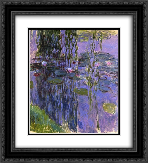 Water Lilies 20x22 Black Ornate Wood Framed Art Print Poster with Double Matting by Monet, Claude
