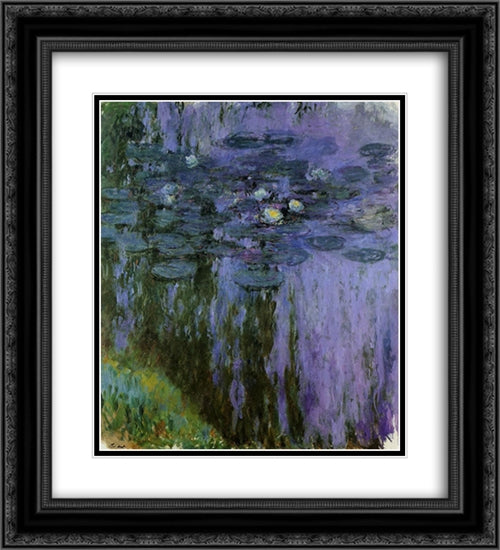 Water Lilies 20x22 Black Ornate Wood Framed Art Print Poster with Double Matting by Monet, Claude