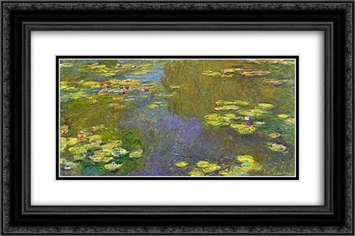 Water Lilies 24x16 Black Ornate Wood Framed Art Print Poster with Double Matting by Monet, Claude