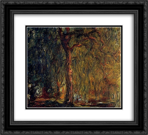 Weeping Willow 22x20 Black Ornate Wood Framed Art Print Poster with Double Matting by Monet, Claude