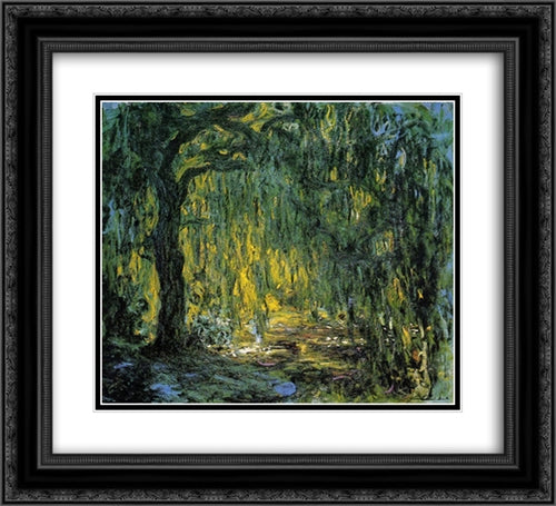 Weeping Willow 22x20 Black Ornate Wood Framed Art Print Poster with Double Matting by Monet, Claude
