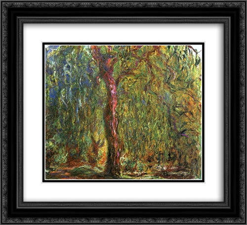 Weeping Willow 22x20 Black Ornate Wood Framed Art Print Poster with Double Matting by Monet, Claude