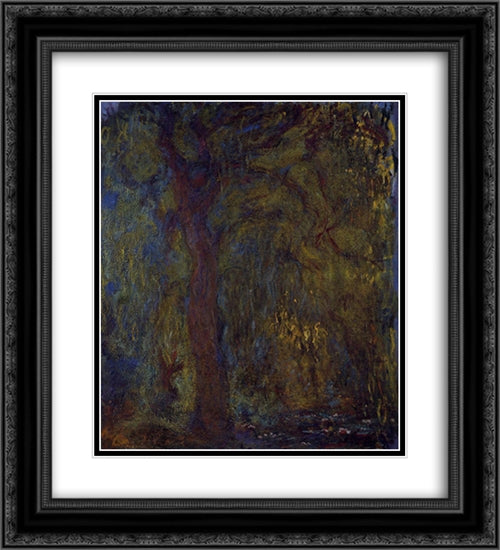 Weeping Willow 20x22 Black Ornate Wood Framed Art Print Poster with Double Matting by Monet, Claude