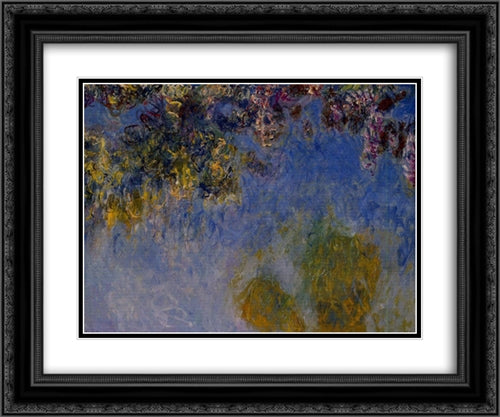 Wisteria 24x20 Black Ornate Wood Framed Art Print Poster with Double Matting by Monet, Claude