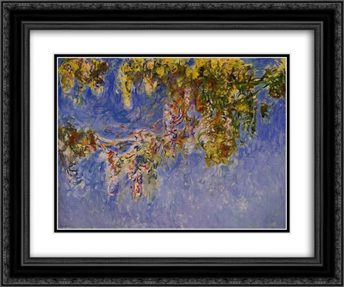 Wisteria 24x20 Black Ornate Wood Framed Art Print Poster with Double Matting by Monet, Claude