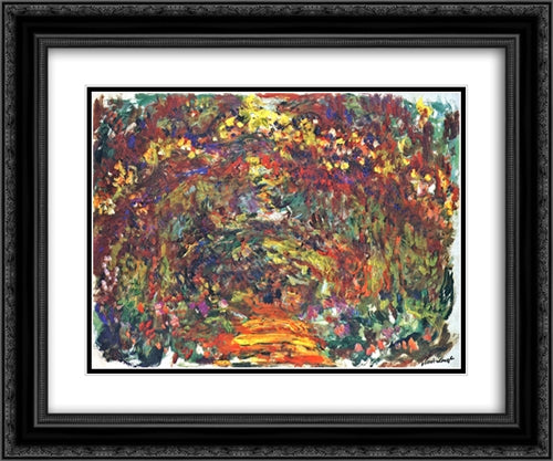 Path under the Rose Trellises, Giverny 24x20 Black Ornate Wood Framed Art Print Poster with Double Matting by Monet, Claude
