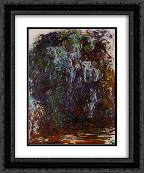 Weeping Willow 20x24 Black Ornate Wood Framed Art Print Poster with Double Matting by Monet, Claude