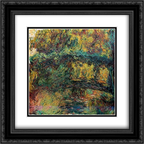 The Japanese Bridge 20x20 Black Ornate Wood Framed Art Print Poster with Double Matting by Monet, Claude