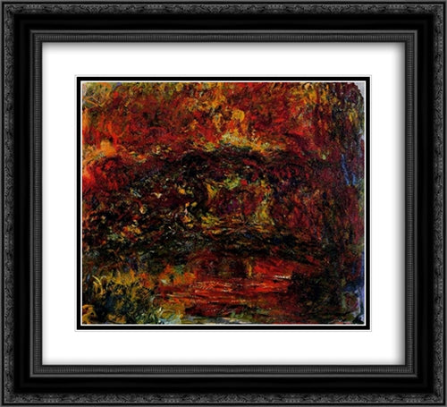 The Japanese Bridge 22x20 Black Ornate Wood Framed Art Print Poster with Double Matting by Monet, Claude