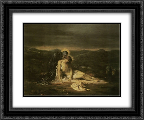 Pieta 24x20 Black Ornate Wood Framed Art Print Poster with Double Matting by Moreau, Gustave