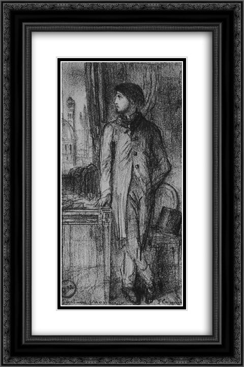 Portrait of Degas in Florence 16x24 Black Ornate Wood Framed Art Print Poster with Double Matting by Moreau, Gustave