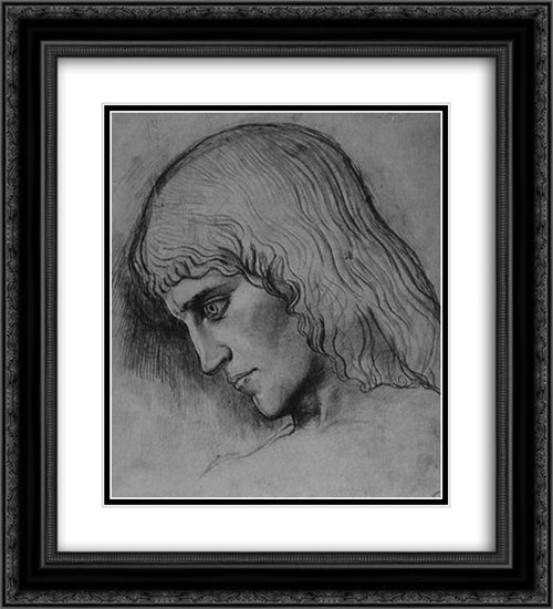 Study for the head of `Oedipus 20x22 Black Ornate Wood Framed Art Print Poster with Double Matting by Moreau, Gustave