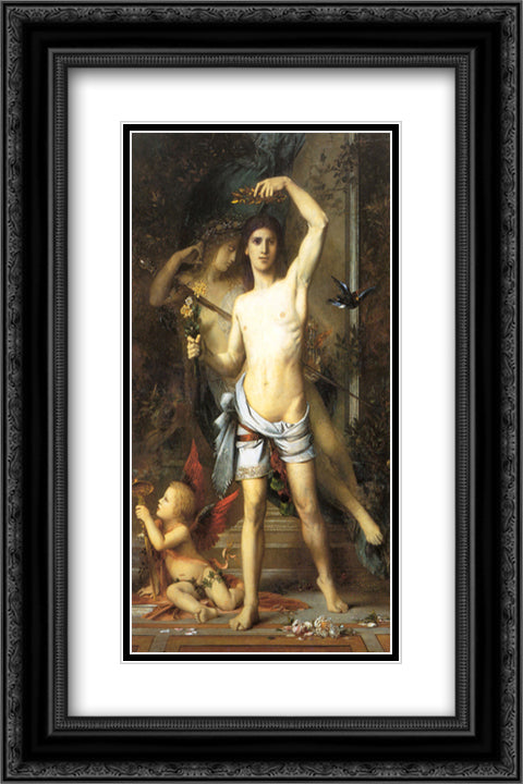 The Young Man and Death 16x24 Black Ornate Wood Framed Art Print Poster with Double Matting by Moreau, Gustave