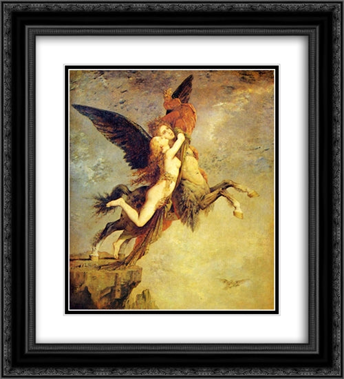 The Chimera 20x22 Black Ornate Wood Framed Art Print Poster with Double Matting by Moreau, Gustave