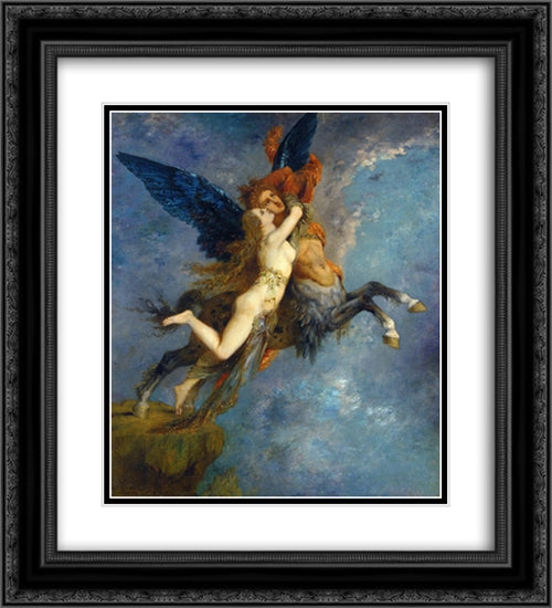 The Chimera 20x22 Black Ornate Wood Framed Art Print Poster with Double Matting by Moreau, Gustave