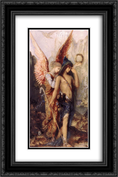 The Voices 16x24 Black Ornate Wood Framed Art Print Poster with Double Matting by Moreau, Gustave