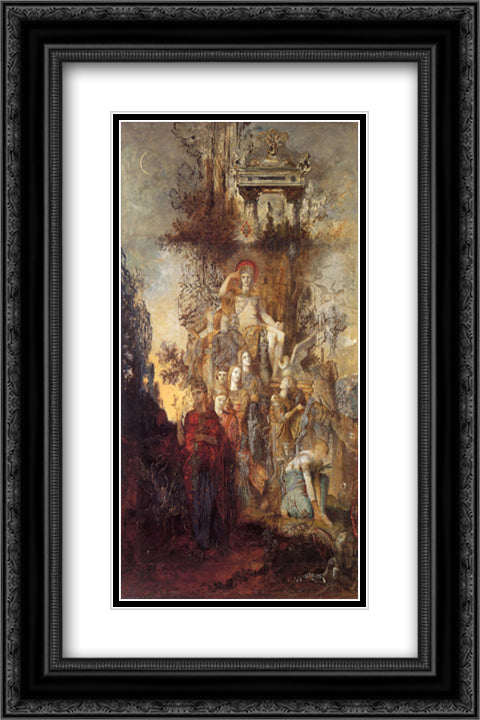 The Muses Leaving their Father Apollo to Go Out and Light the World 16x24 Black Ornate Wood Framed Art Print Poster with Double Matting by Moreau, Gustave